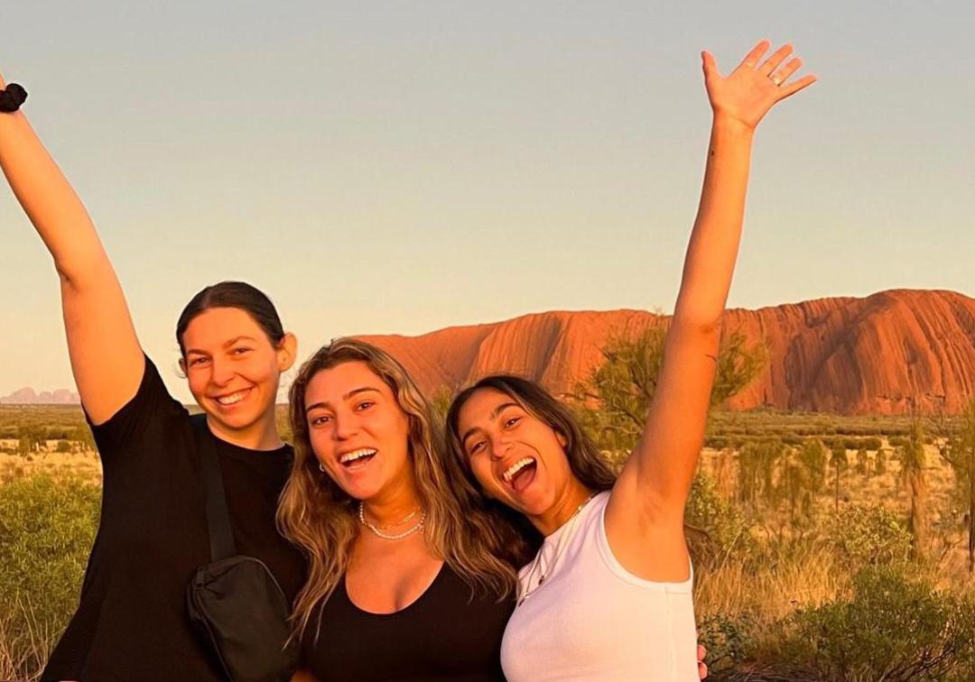 Elena with friends at Uluru