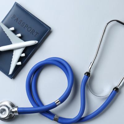passport, plane, stethoscope