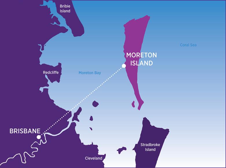 Brisbane to Moreton Island map