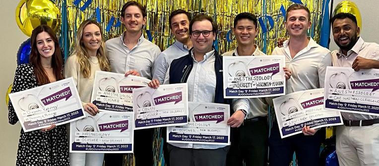 UQ-Ochsner students celebrating the 2023 Match