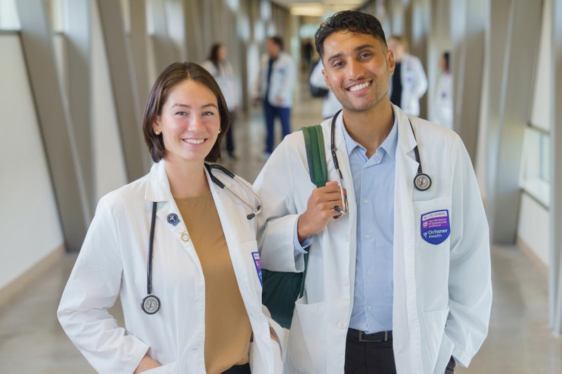 Two students in corridor